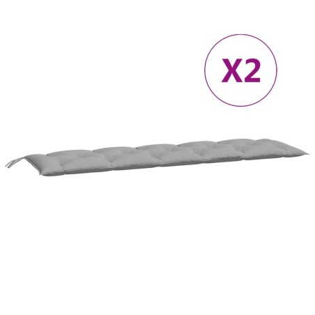 vidaXL Cojines de banco de jardín 2 uds tela Oxford gris 180x50x7 cm