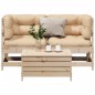 vidaXL Juego de muebles de jardín 3 pzas y cojines madera maciza pino vidaXL Juego de muebles de jardín 3 pzas y cojines madera maciza pino