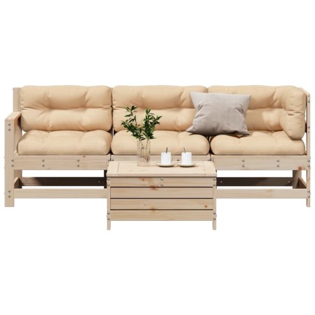 vidaXL Juego de muebles de jardín 4 pzas y cojines madera maciza pino