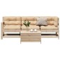 vidaXL Juego de muebles de jardín 4 pzas y cojines madera maciza pino