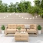 vidaXL Juego de muebles de jardín 4 pzas y cojines madera maciza pino
