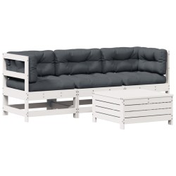 vidaXL Set muebles jardín 4 pzas con cojines madera maciza pino blanco