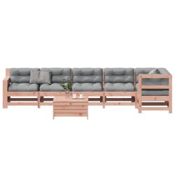 vidaXL Juego de muebles jardín 7 pzas y cojines madera abeto Douglas