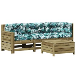 vidaXL Juego de muebles jardín 4 pzas y cojines madera pino impregnada