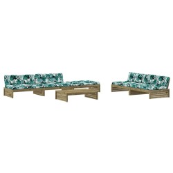 vidaXL Juego de muebles jardín 6 pzas y cojines madera pino impregnada