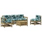 vidaXL Juego de muebles jardín 6 pzas y cojines madera pino impregnada vidaXL Juego de muebles jardín 6 pzas y cojines madera pino impregnada