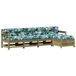 vidaXL Juego de muebles jardín 5 pzas y cojines madera pino impregnada