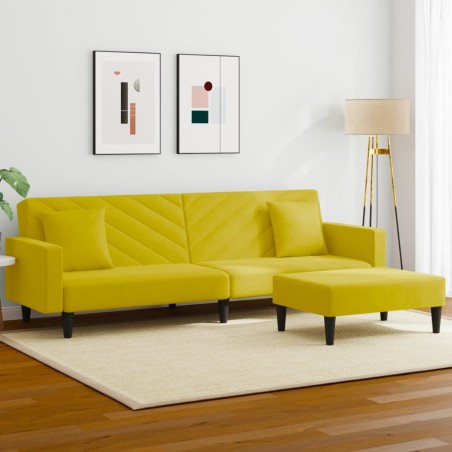 vidaXL Juego de sofás con cojines 2 piezas terciopelo amarillo