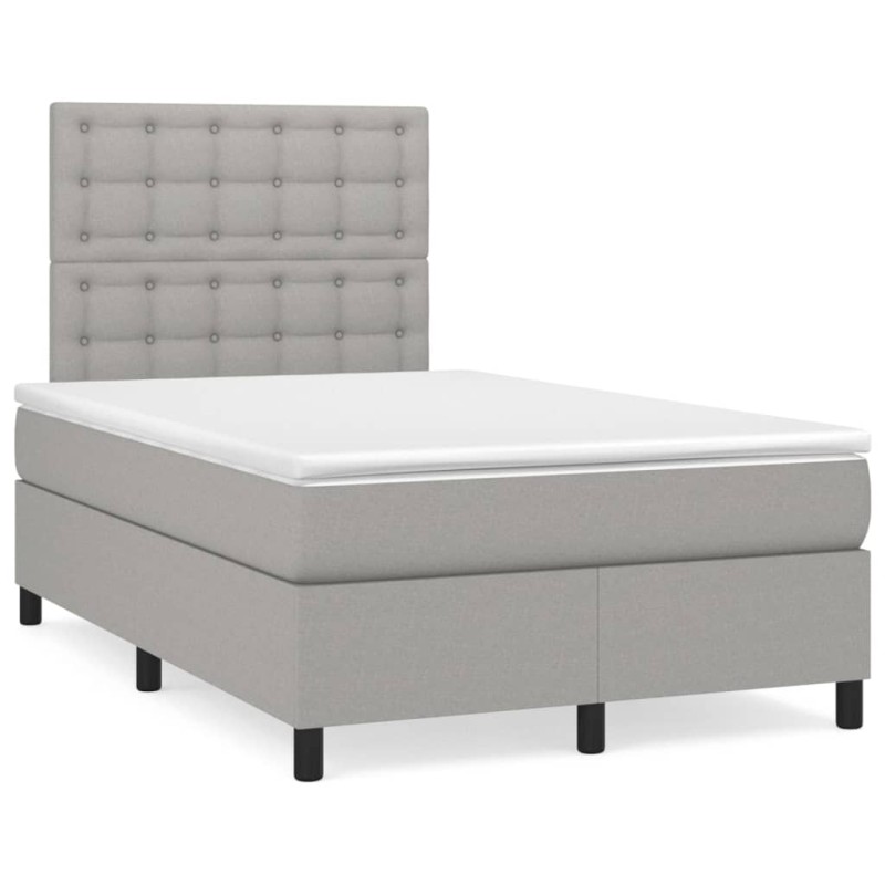 vidaXL Cama box spring con colchón tela gris claro 120x190 cm vidaXL Cama box spring con colchón tela gris claro 120x190 cm
