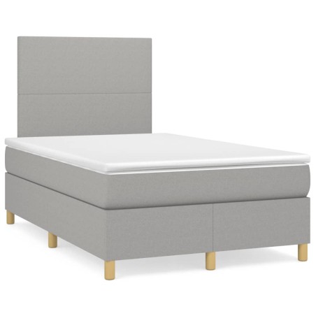vidaXL Cama box spring con colchón tela gris claro 120x190 cm
