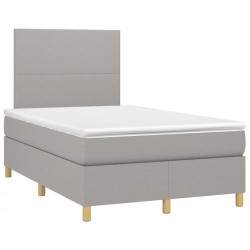 vidaXL Cama box spring con colchón tela gris claro 120x190 cm