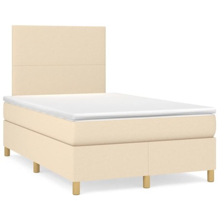 vidaXL Cama box spring con colchón tela color crema 120x190 cm