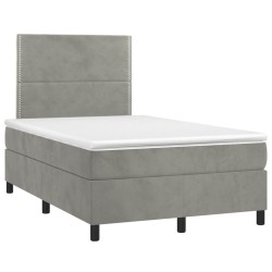 vidaXL Cama box spring con colchón terciopelo gris claro 120x190 cm
