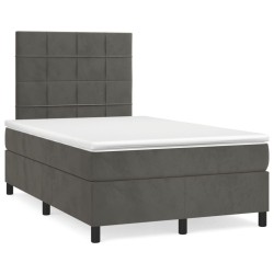 vidaXL Cama box spring con colchón terciopelo gris oscuro 120x190 cm