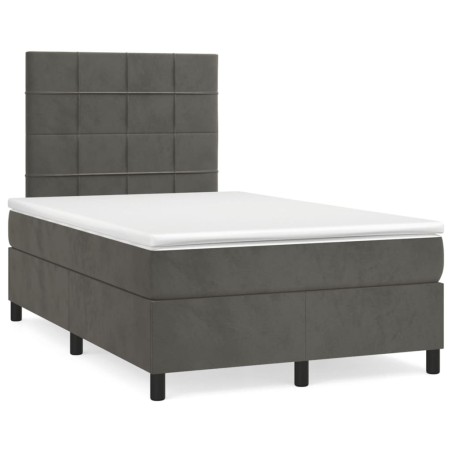 vidaXL Cama box spring con colchón terciopelo gris oscuro 120x190 cm