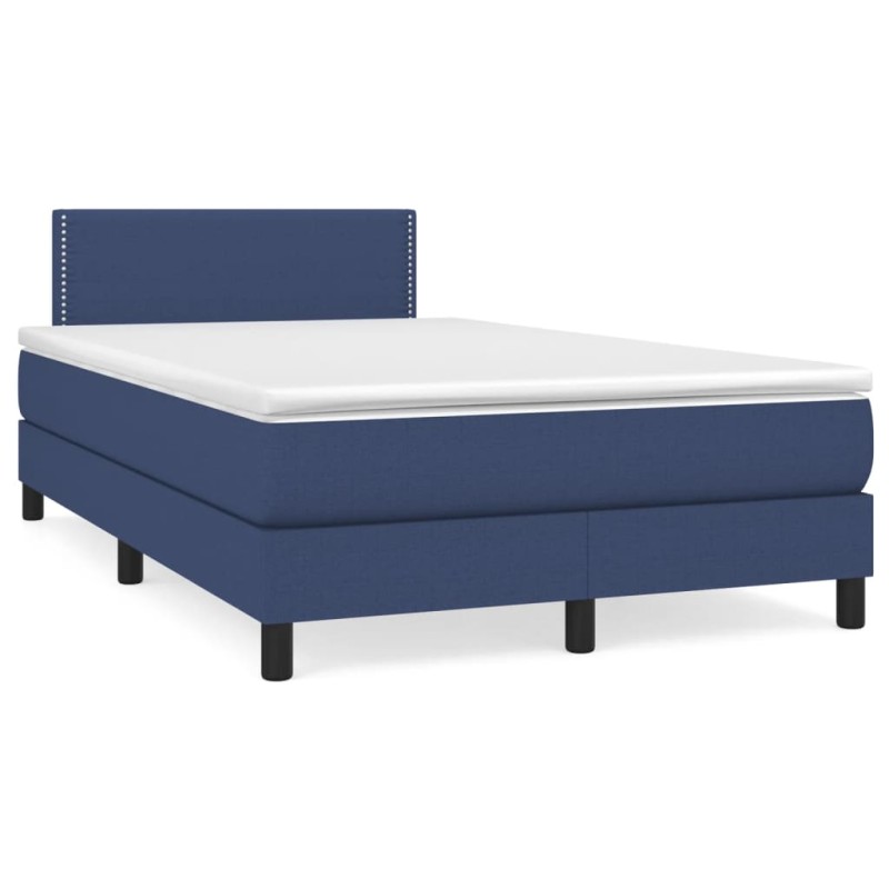 vidaXL Cama box spring con colchón y luces LED tela azul 120x190 cm vidaXL Cama box spring con colchón y luces LED tela azul 120x190 cm