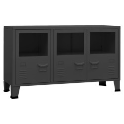 vidaXL Aparador industrial metal y vidrio gris antracita 105x35x62 cm
