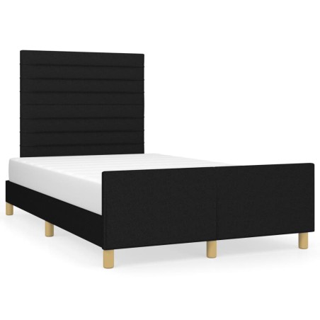vidaXL Estructura de cama con cabecero tela negro 120x190 cm