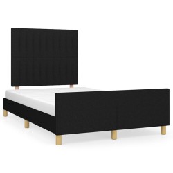 vidaXL Estructura de cama con cabecero tela negro 120x190 cm