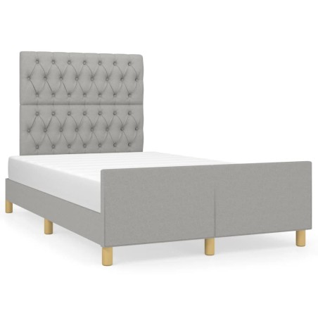 vidaXL Estructura de cama con cabecero tela gris claro 120x190 cm