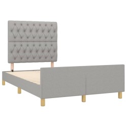vidaXL Estructura de cama con cabecero tela gris claro 120x190 cm
