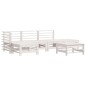 vidaXL Juego de muebles jardín 6 piezas y cojines madera maciza blanco vidaXL Juego de muebles jardín 6 piezas y cojines madera maciza blanco