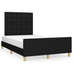 vidaXL Estructura de cama con cabecero tela negro 120x190 cm