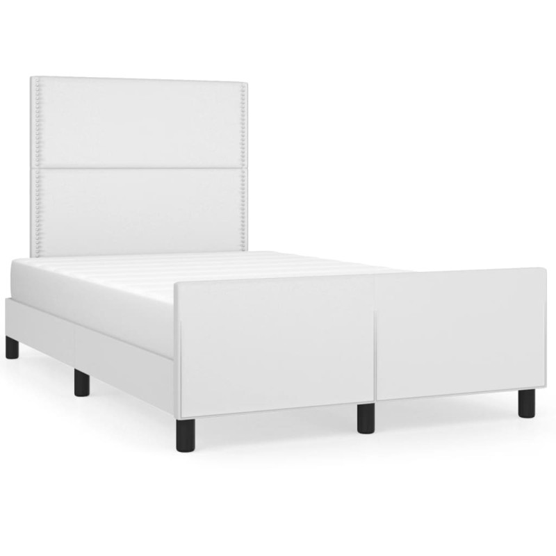 vidaXL Estructura cama con cabecero cuero sintético blanco 120x190 cm vidaXL Estructura cama con cabecero cuero sintético blanco 120x190 cm