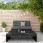 vidaXL Juego de muebles de jardín 2 pzas y cojines madera maciza negro vidaXL Juego de muebles de jardín 2 pzas y cojines madera maciza negro