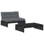 vidaXL Juego de muebles de jardín 2 pzas y cojines madera maciza negro vidaXL Juego de muebles de jardín 2 pzas y cojines madera maciza negro