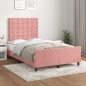 vidaXL Estructura de cama con cabecero terciopelo rosa 120x190 cm vidaXL Estructura de cama con cabecero terciopelo rosa 120x190 cm