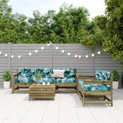vidaXL Juego de muebles jardín 6 pzas y cojines madera pino impregnada