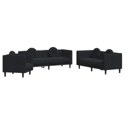 vidaXL Juego de sofás con cojines 3 piezas terciopelo negro