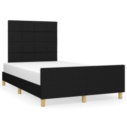 vidaXL Estructura de cama con cabecero tela negro 120x190 cm