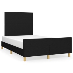vidaXL Estructura de cama con cabecero tela negro 120x190 cm
