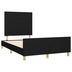vidaXL Estructura de cama con cabecero tela negro 120x190 cm