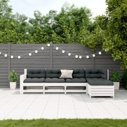 vidaXL Set muebles jardín 5 pzas con cojines madera maciza pino blanco