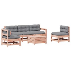 vidaXL Juego de muebles jardín 6 pzas y cojines madera abeto Douglas