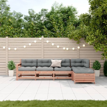 vidaXL Juego de muebles jardín 5 pzas y cojines madera abeto Douglas