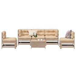 vidaXL Juego de muebles de jardín 6 pzas y cojines madera maciza pino