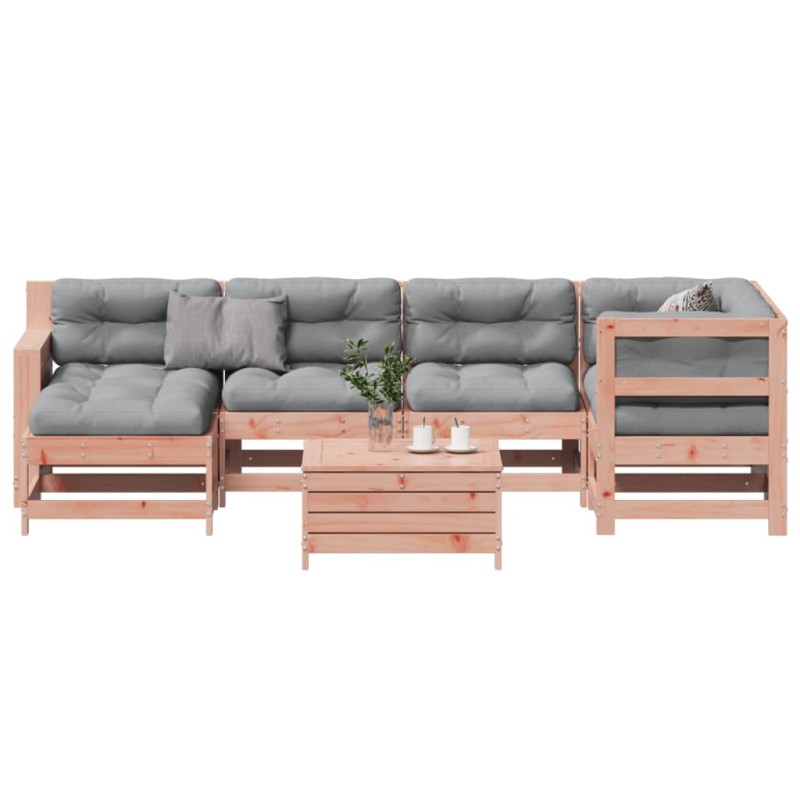 vidaXL Juego de muebles jardín 7 pzas y cojines madera abeto Douglas