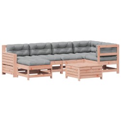 vidaXL Juego de muebles jardín 7 pzas y cojines madera abeto Douglas