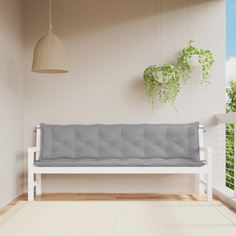 vidaXL Cojines de banco de jardín 2 uds tela Oxford gris 200x50x7 cm vidaXL Cojines de banco de jardín 2 uds tela Oxford gris 200x50x7 cm