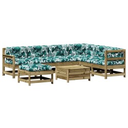 vidaXL Juego de muebles jardín 8 pzas y cojines madera pino impregnada