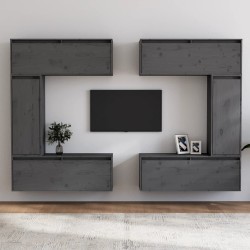 vidaXL Muebles para TV 6 piezas madera maciza de pino gris
