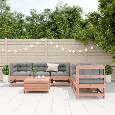 vidaXL Juego de muebles jardín 6 pzas y cojines madera abeto Douglas