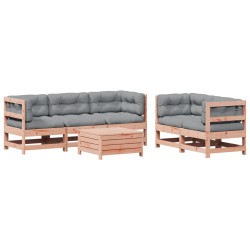 vidaXL Juego de muebles jardín 6 pzas y cojines madera abeto Douglas