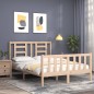 vidaXL Estructura de cama con cabecero madera maciza 120x200 cm vidaXL Estructura de cama con cabecero madera maciza 120x200 cm