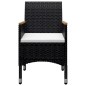 vidaXL Juego comedor jardín 9 pzas madera maciza ratán sintético negro