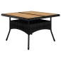 vidaXL Juego comedor jardín 9 pzas madera maciza ratán sintético negro